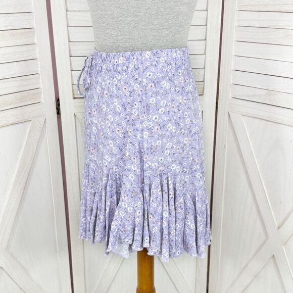 Aeropostale Y2K Floral Tie Waist Flippy Mini Skirt Purple Small - Picture 3 of 13